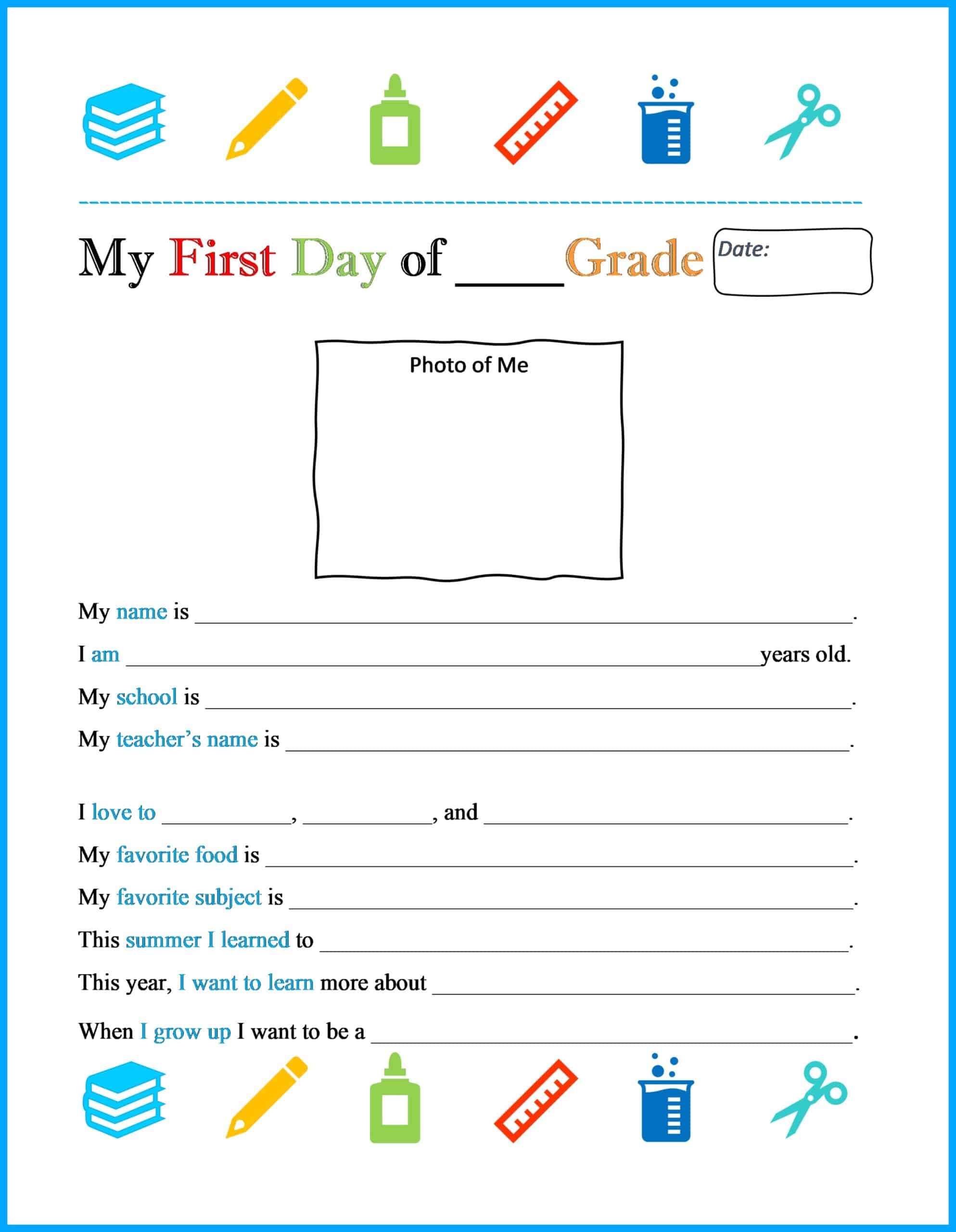First Day Of School Printables For Kids AHWZ