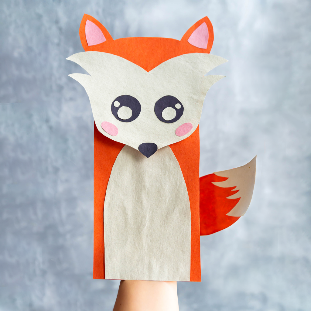 Fox Paper Bag Puppet Free Template My Crafty Mama