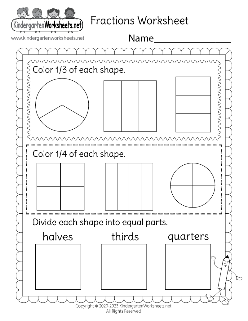 Printable Fraction Worksheets