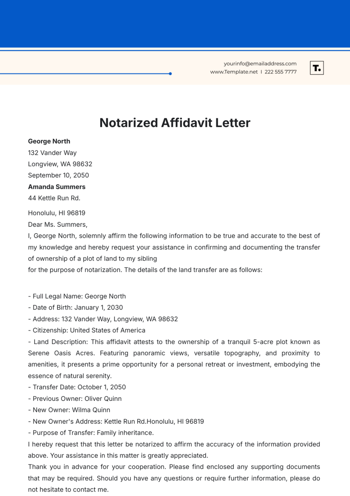 Printable Affidavit Form