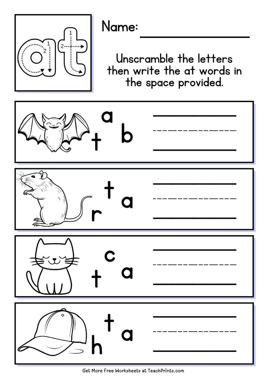 Free at Word Family Worksheets Teach Prints