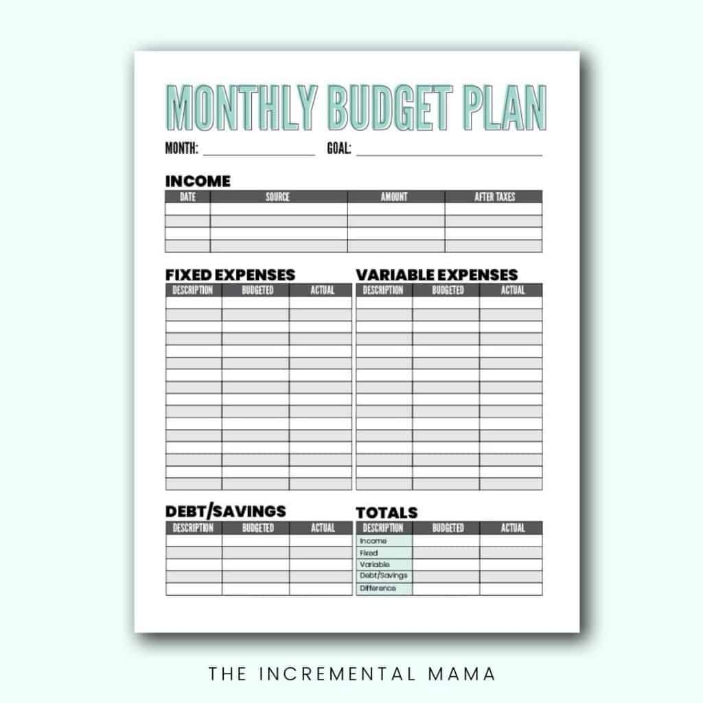 Free Monthly Budget Worksheet Printable