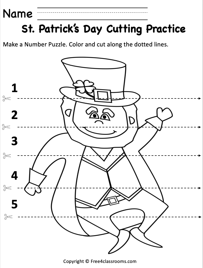 Free Fine Motor Skills Worksheet St Patrick s Day Printable Free Worksheets Free4Classrooms
