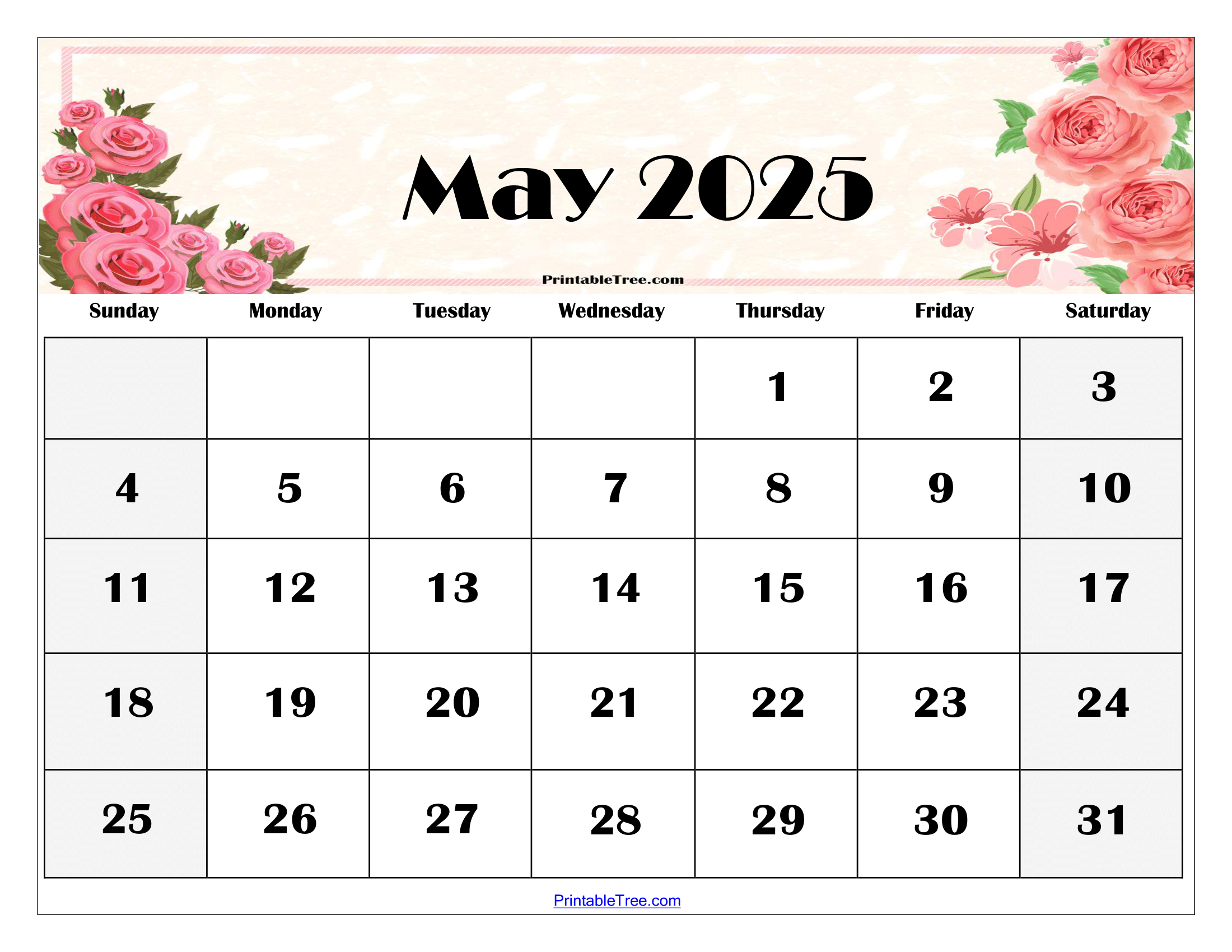 May 2025 Calendar Printable Free Download