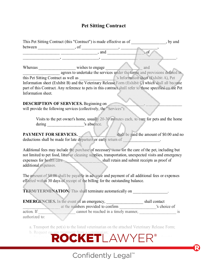 Printable Pet Agreement Form