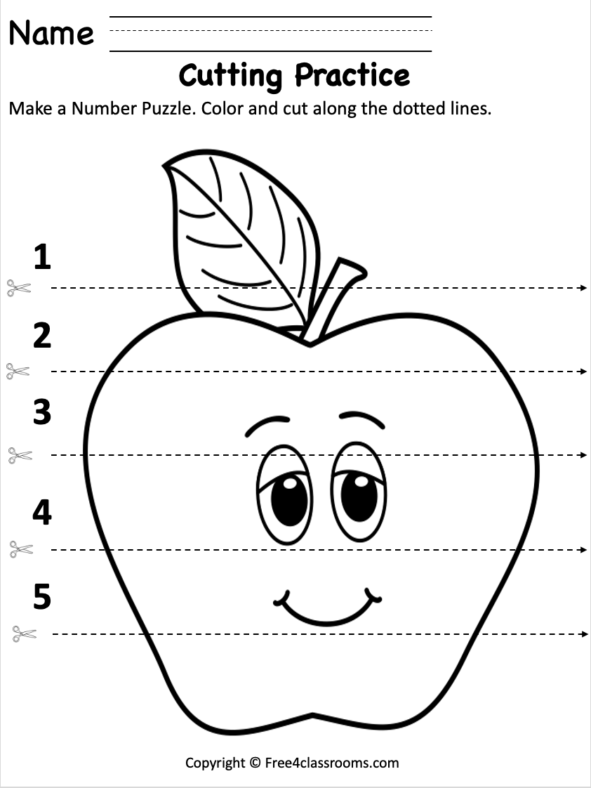 Free Preschool Fine Motor Skills Worksheet Free Fall Cutting Practice Printable Free Worksheets Free4Classrooms