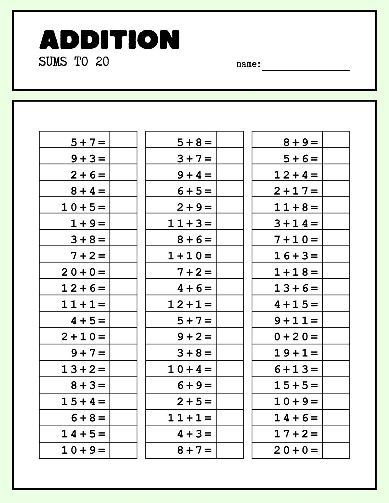 2nd Grade Math Printable Worksheets