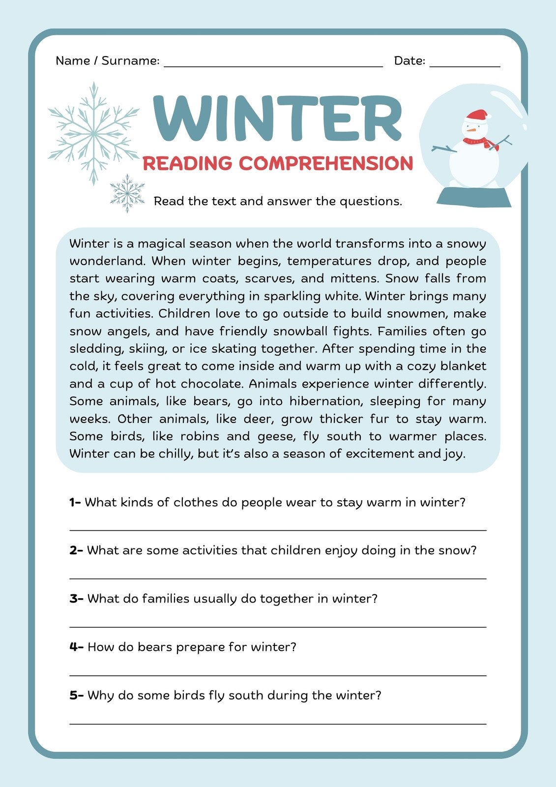 Free Printable 2nd Grade Reading Worksheet Templates Canva