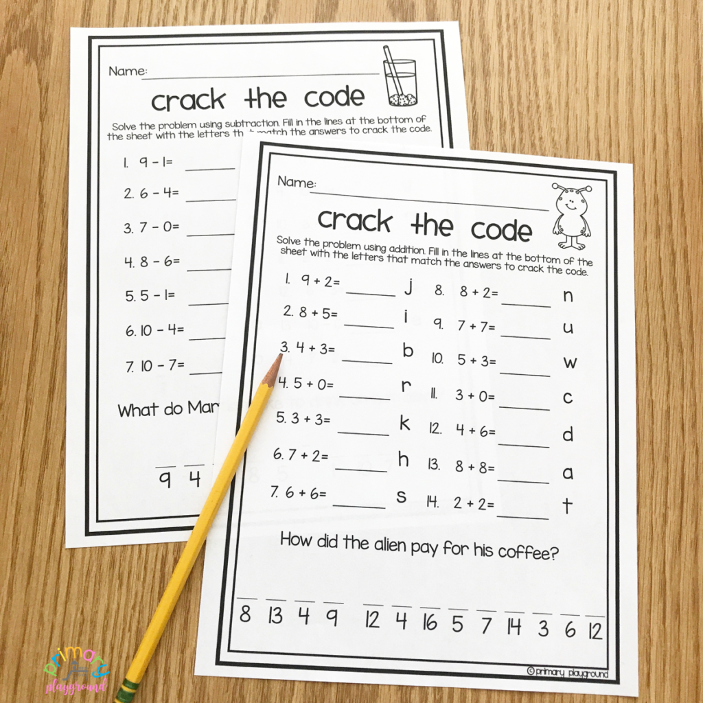 Free Printable Crack The Code Math Primary Playground