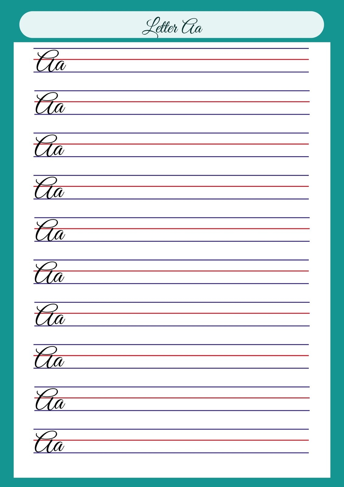 Free Printable Cursive Writing Worksheet Templates Canva