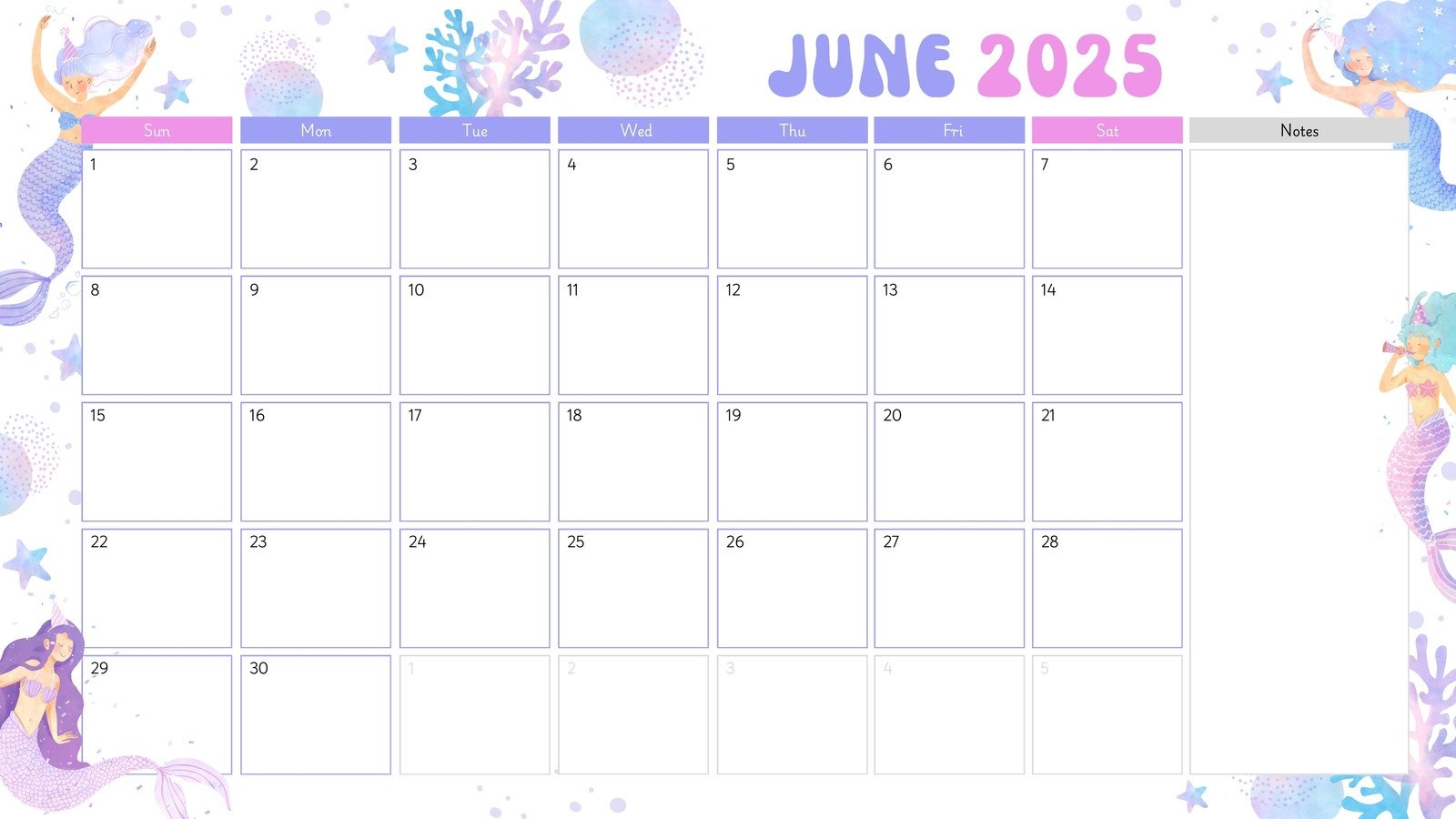 Free Printable June Calendar 2025