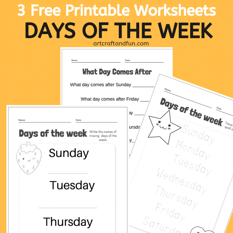 Days Of The Week Printable Worksheets