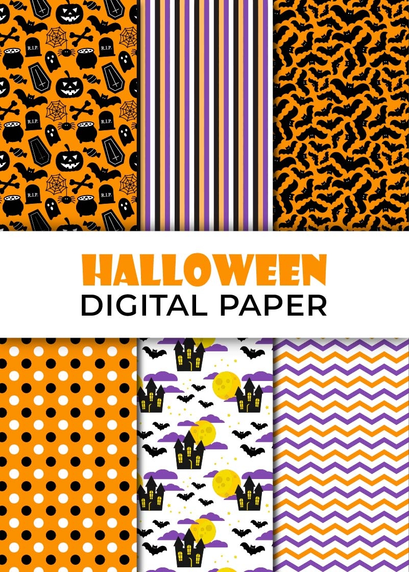 Free Printable Halloween Digital Paper Pack Chevron Lemon