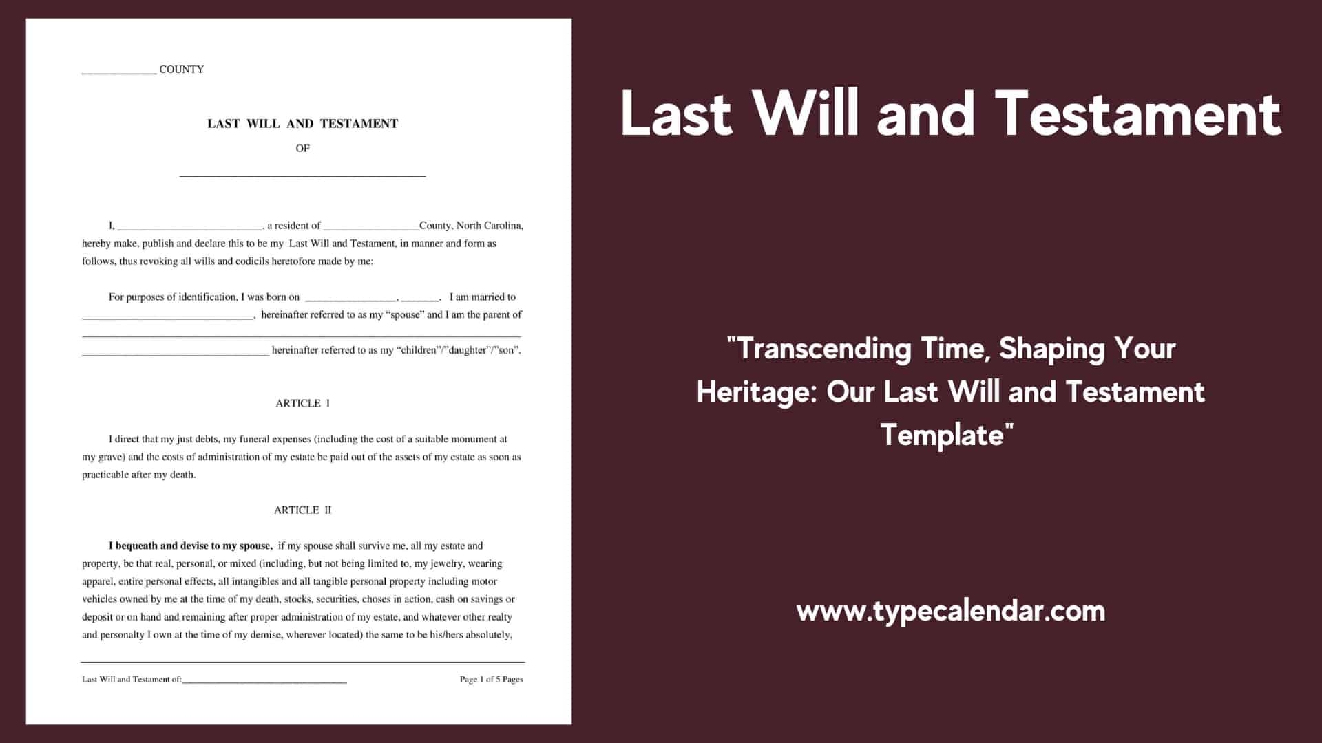 Printable Will Form