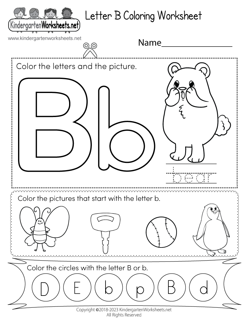 Free Printable Letter B Coloring Worksheet