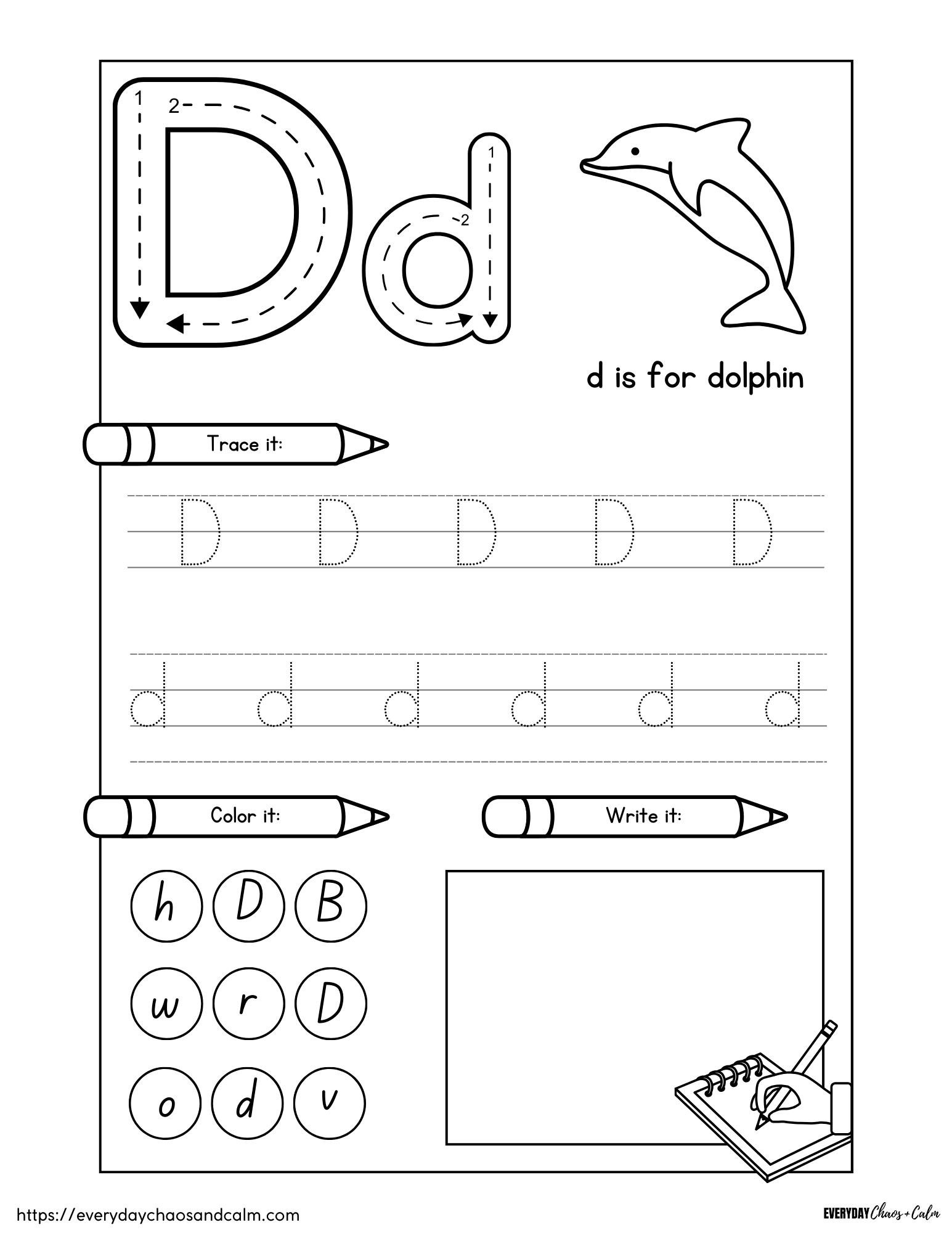 Free Printable Letter D Worksheets