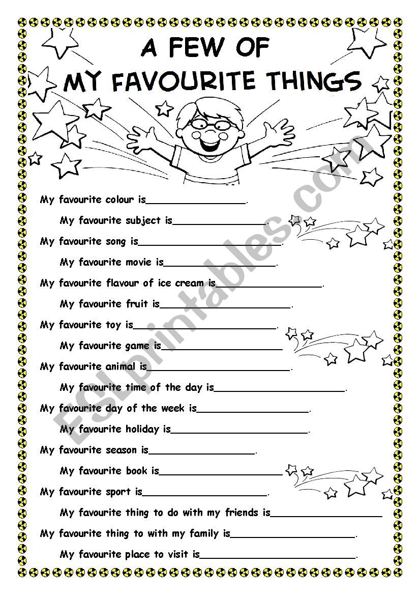 Free Printable My Favorite Things List Printable Printable Design Resources