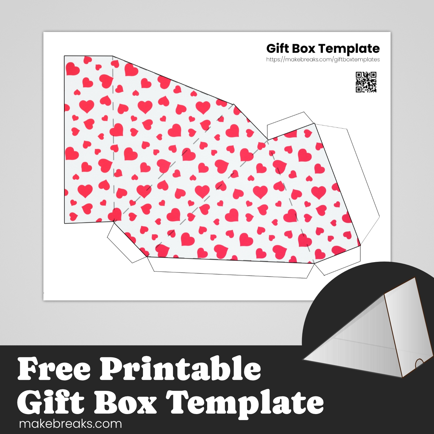 Free Printable Pie Gift Box Heart Design Make Breaks