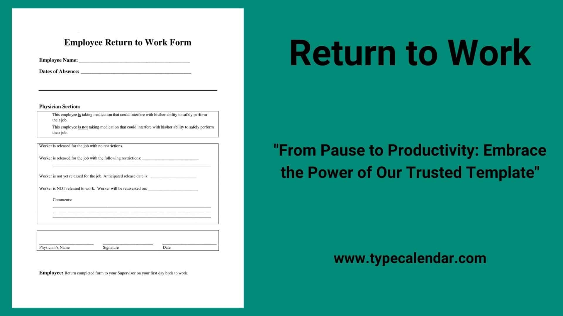 Free Printable Return To Work Templates PDF Word 