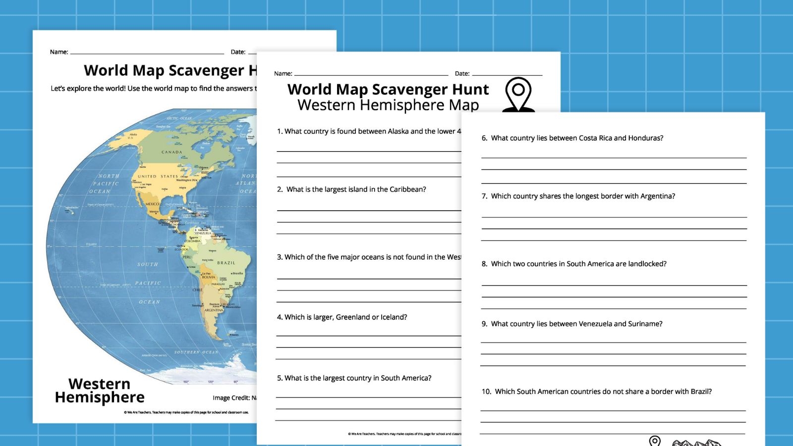 Printable World Map Worksheet