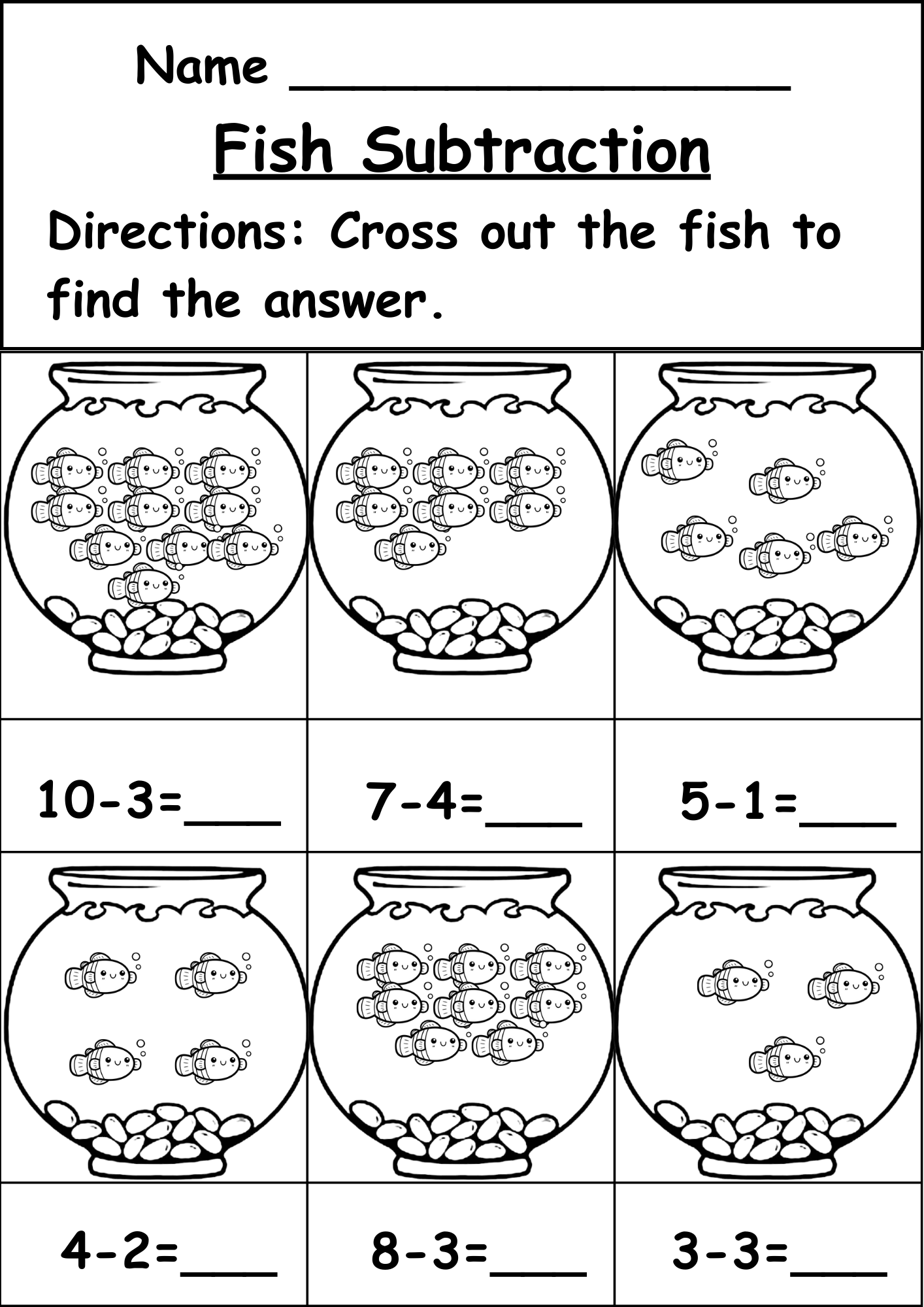 Free Subtraction Worksheets For Kindergarten