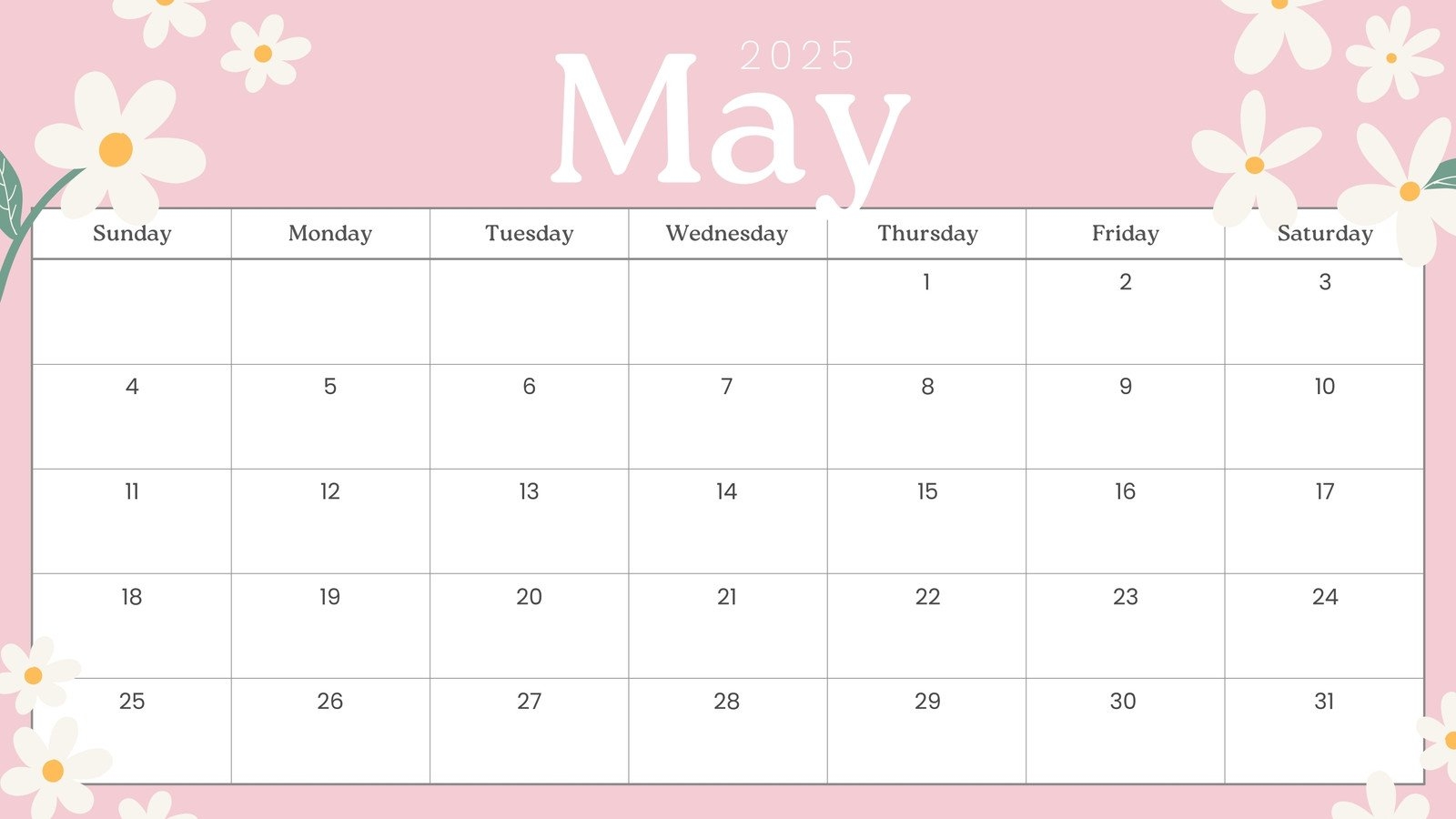 Printable Calendar For May 2025
