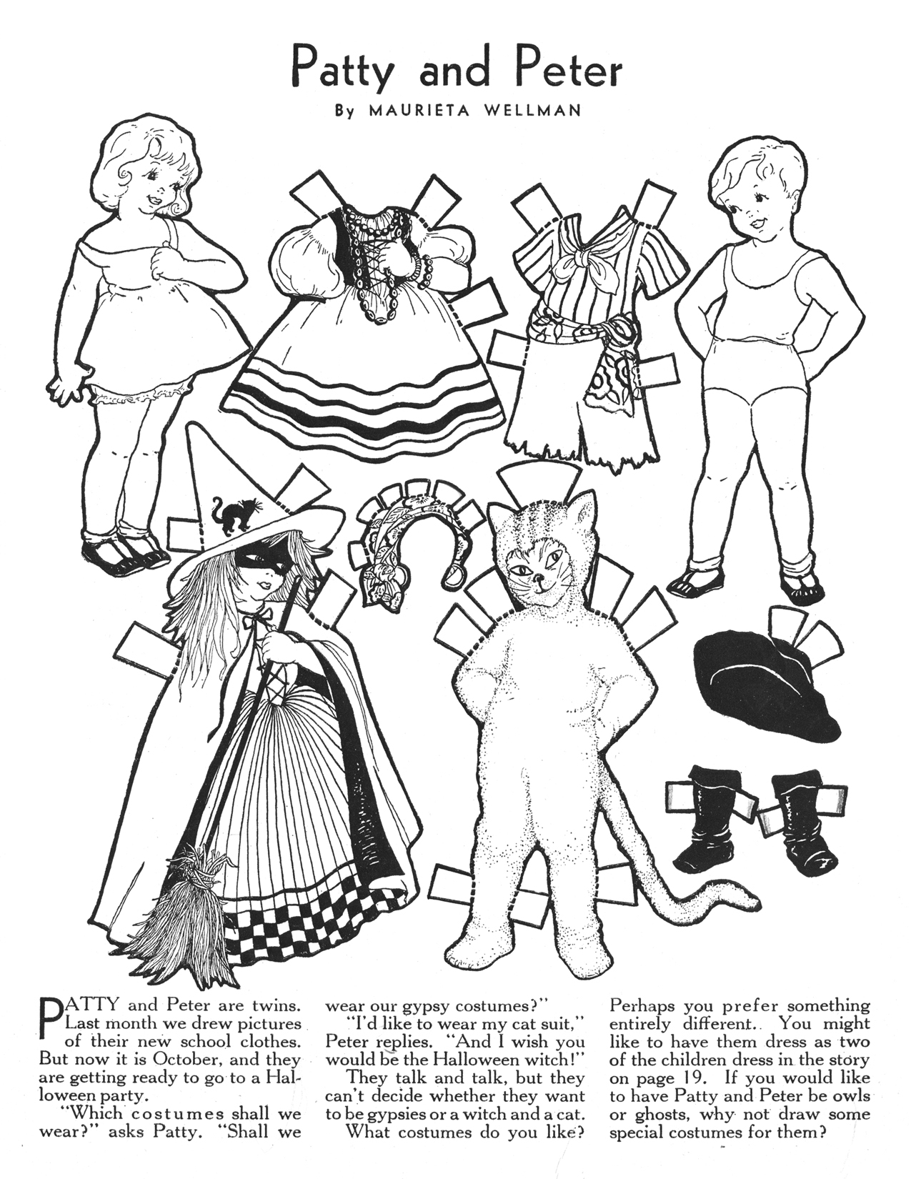 FREE Vintage Halloween Paper Doll To Print