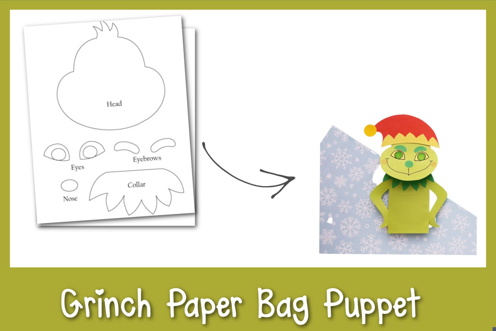 Grinch Paper Bag Puppet Frosting And Glue Easy Crafts Games Recipes And Fun