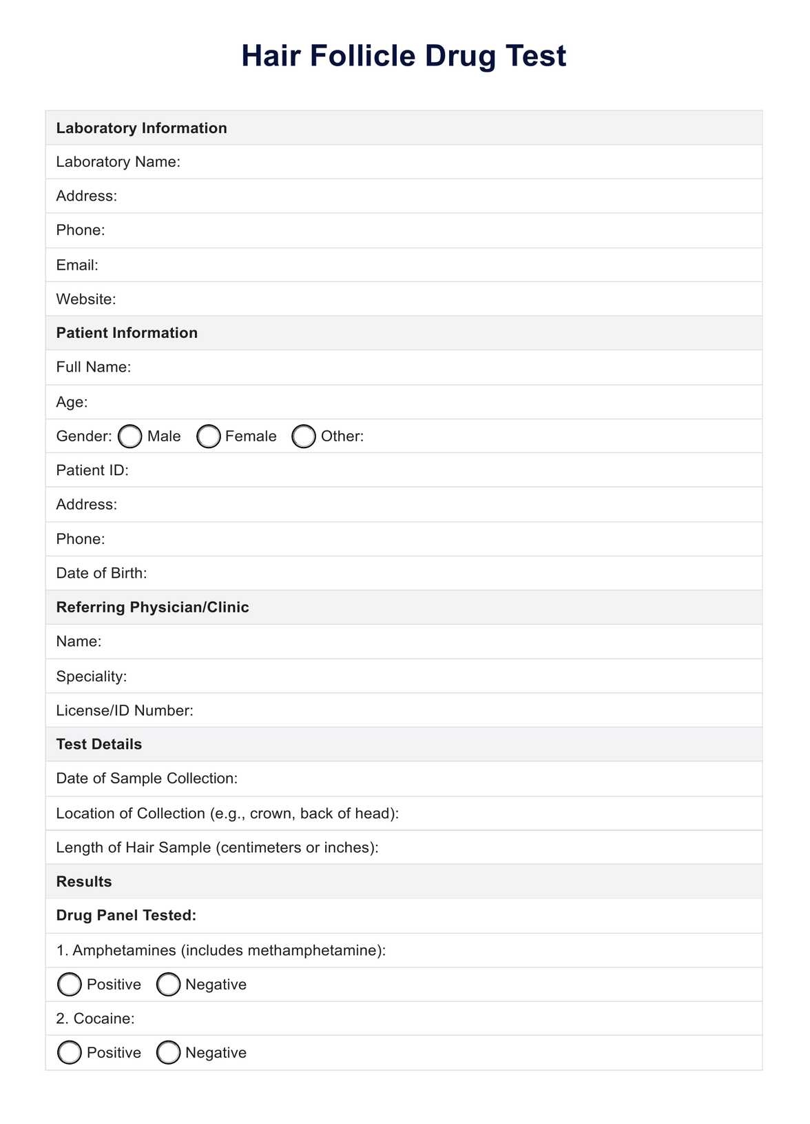 Hair Follicle Drug Test Example Free PDF Download