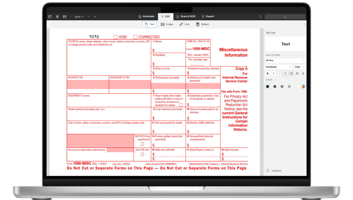 Printable 1099 Form