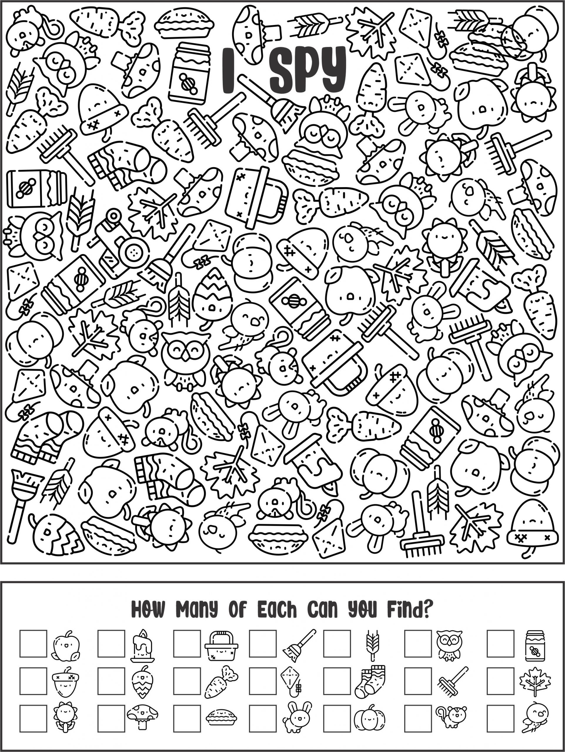 I Spy Activity Worksheet