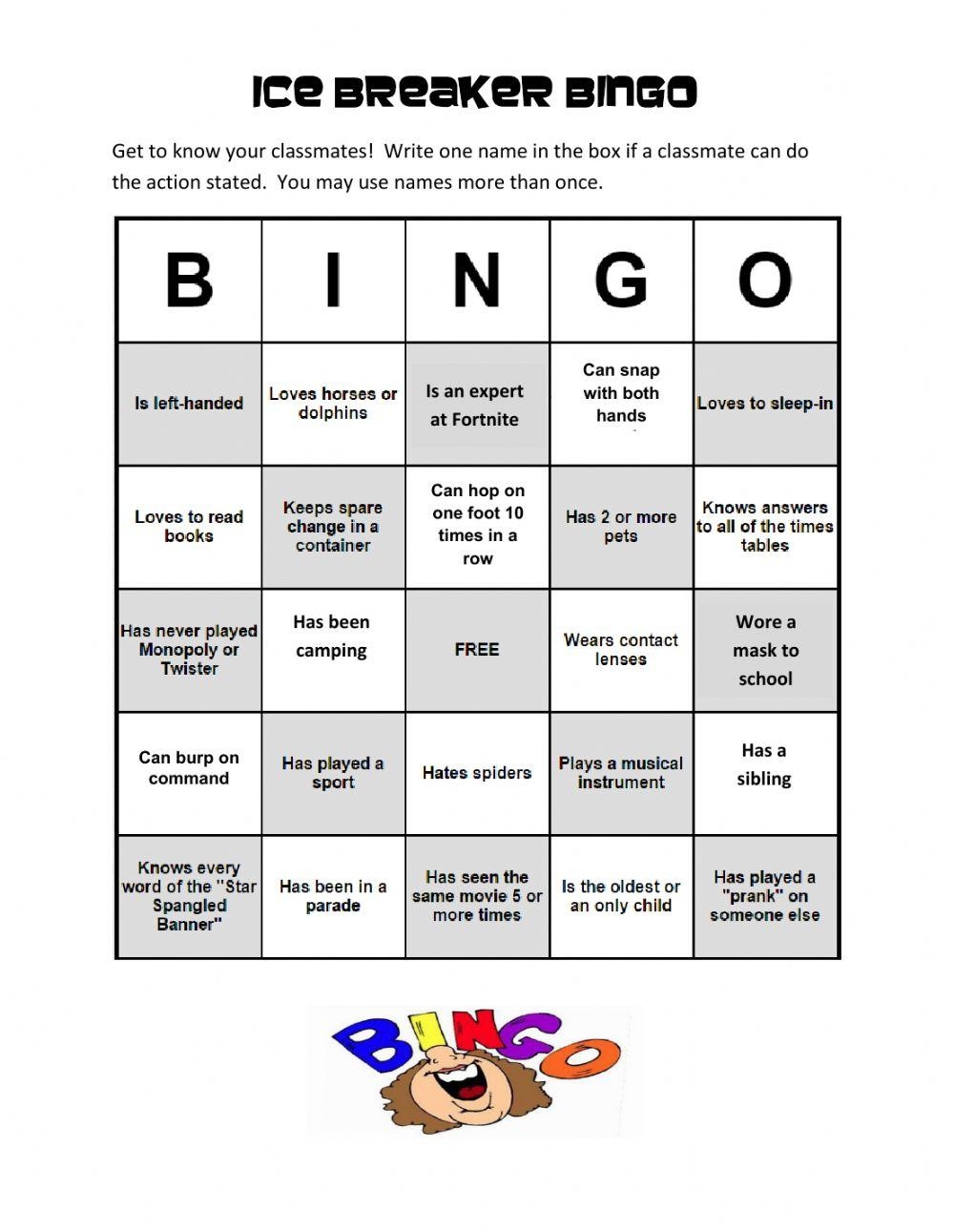 Ice Breakers Freeology Worksheets Library