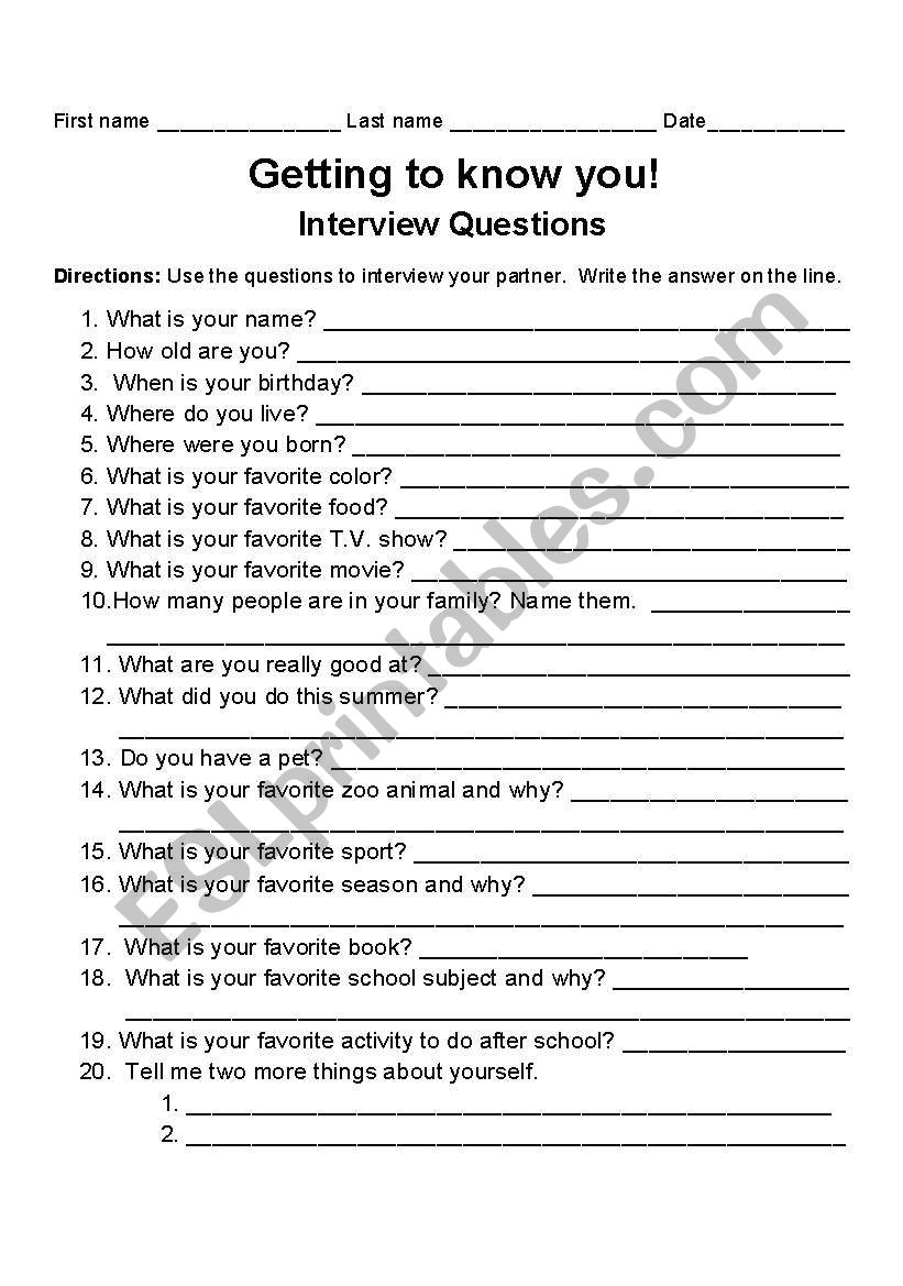 Free Printable Icebreaker Worksheets