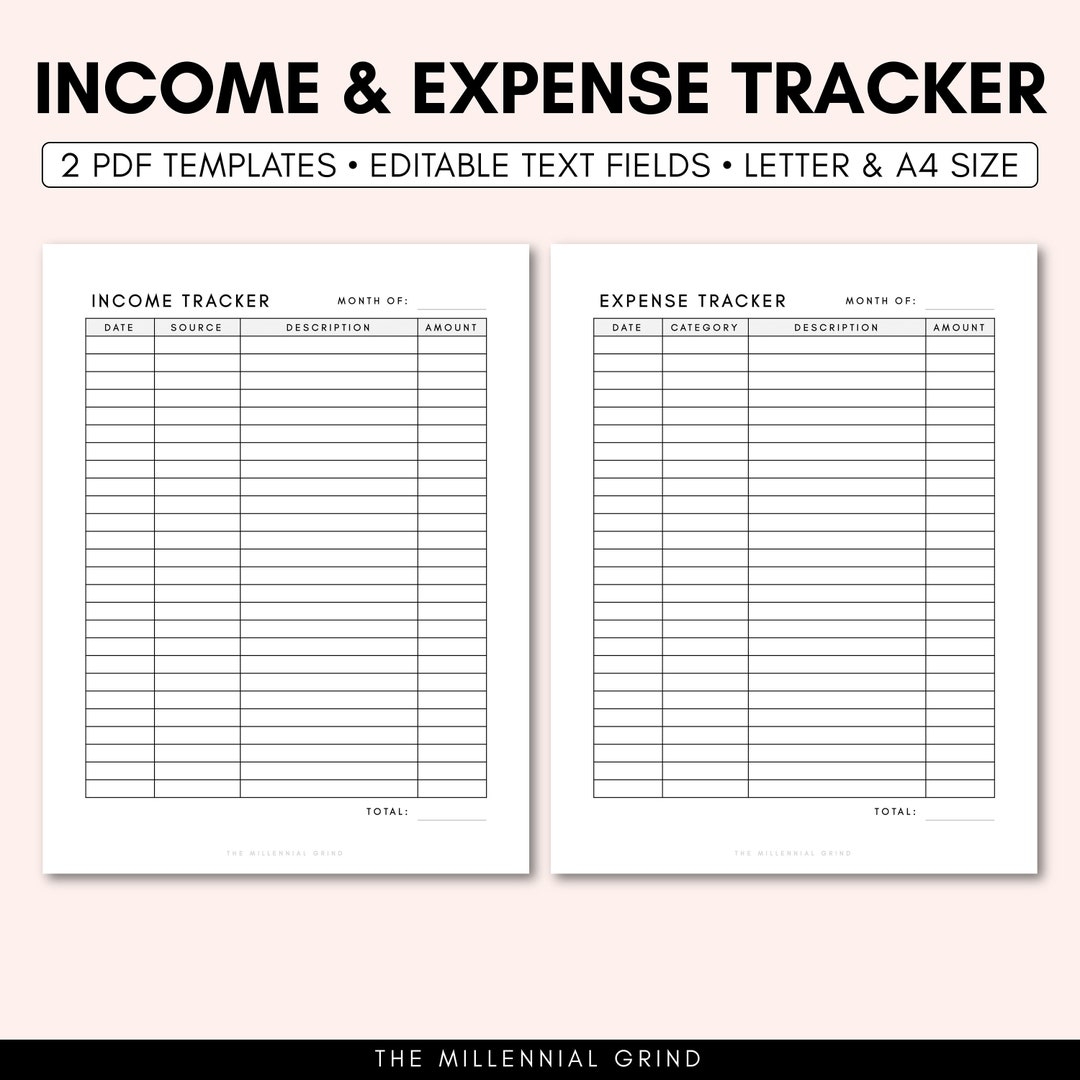 Income And Expense Tracker Printable Expense Tracker PDF Expense Tracker Template Expense Tracker Printable Income Tracker Printable Etsy