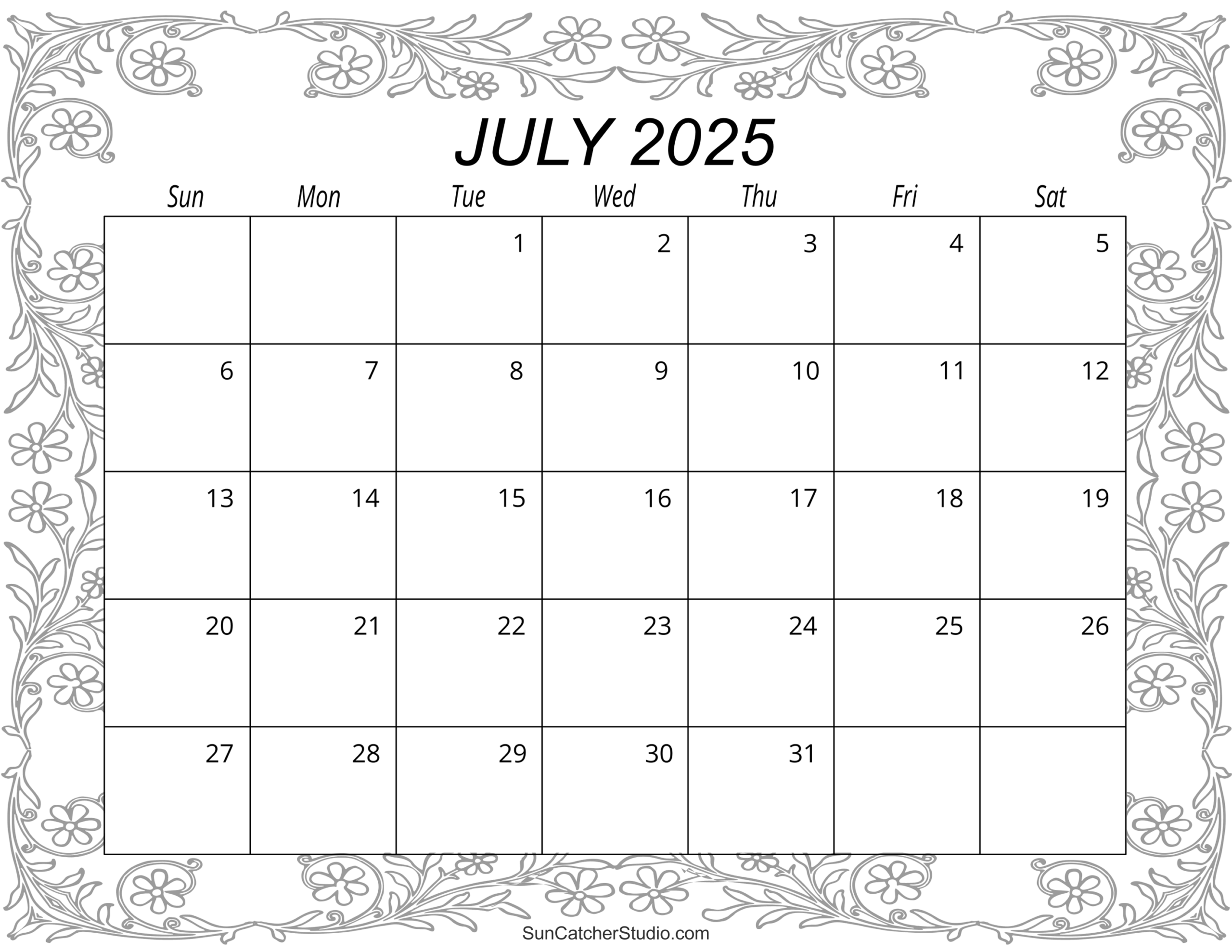 July 2025 Calendar Printable Free