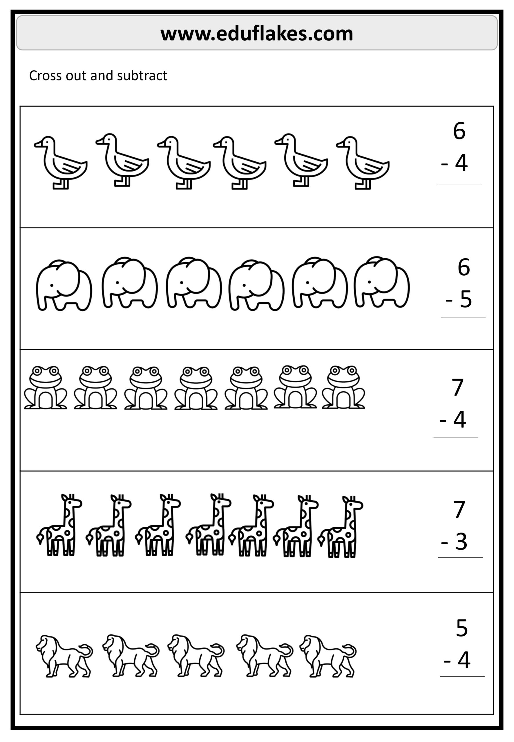 Kindergarten Subtraction Worksheet Printables Free PDF Eduflakes