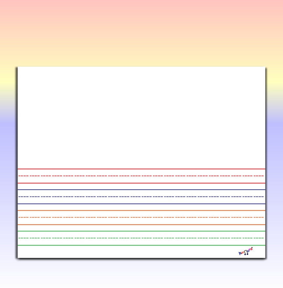 Kindergarten Writing Paper Landscape Mult Color Printable Lined Paper PDF Etsy UK