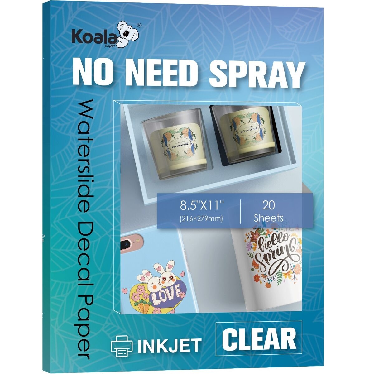 Koala NO NEED SPRAY CLEAR Waterslide Decal Paper For INKJET Printer 20 Pk 8 5x11 EBay