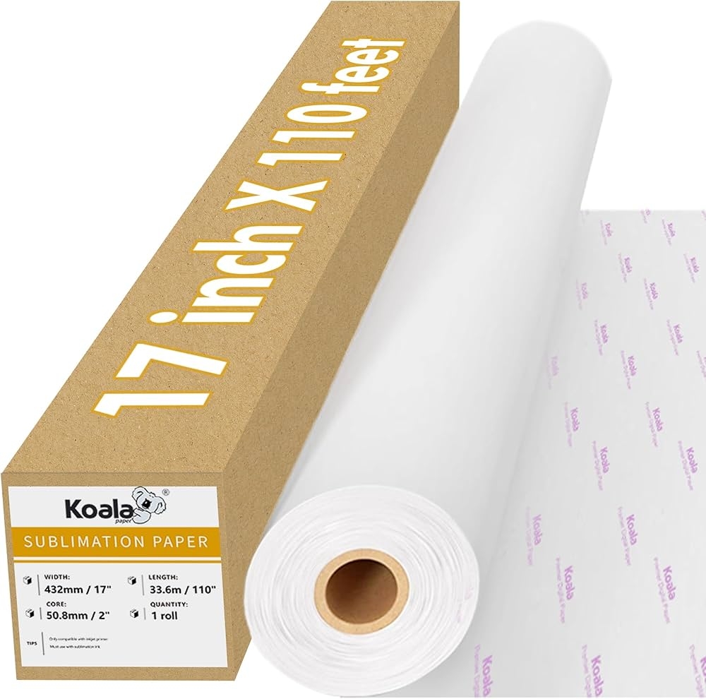 Koala Roll Sublimation Paper 17 Width By 30m Length 1 Roll 3 Core 105gsm Wide Format Sublimation Heat Transfer Paper For Customizing Any Gift With Amazon de Stationery Office Supplies