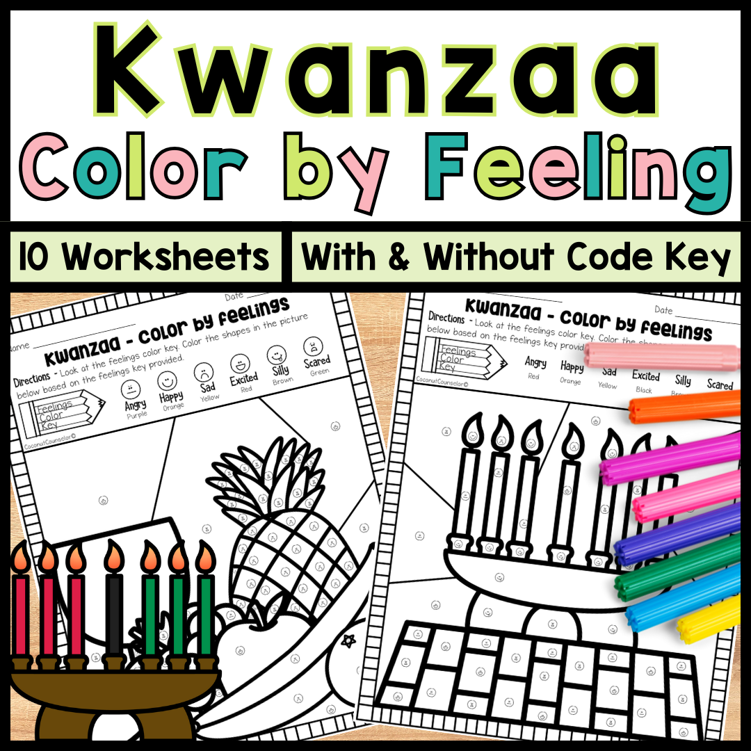 Kwanzaa Color By Feeling Worksheets SEL Counseling Activity Or Center Early Finisher Classful