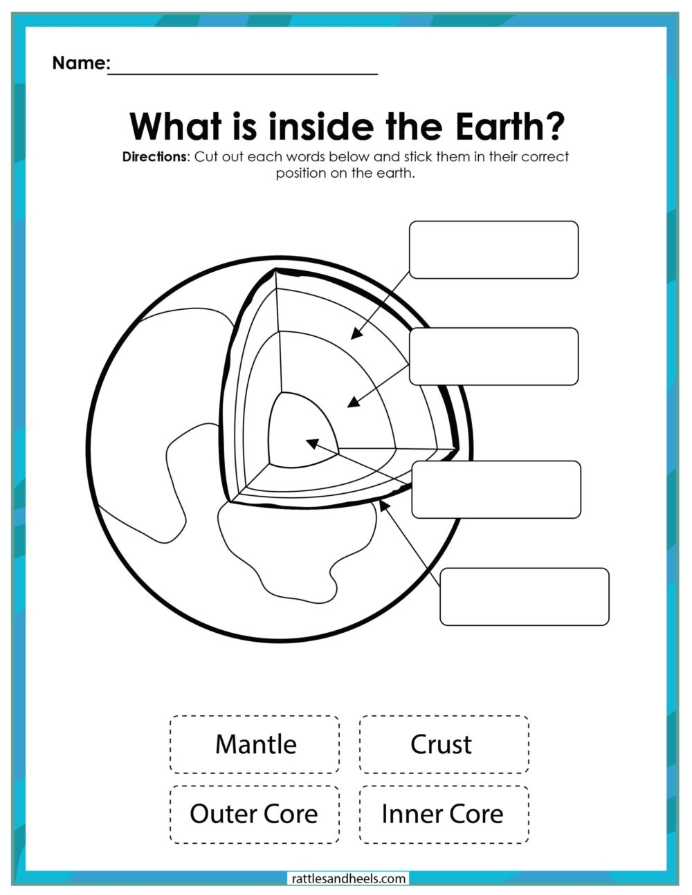 Layers Of The Earth Printable Worksheet Packet FREE Adanna Dill