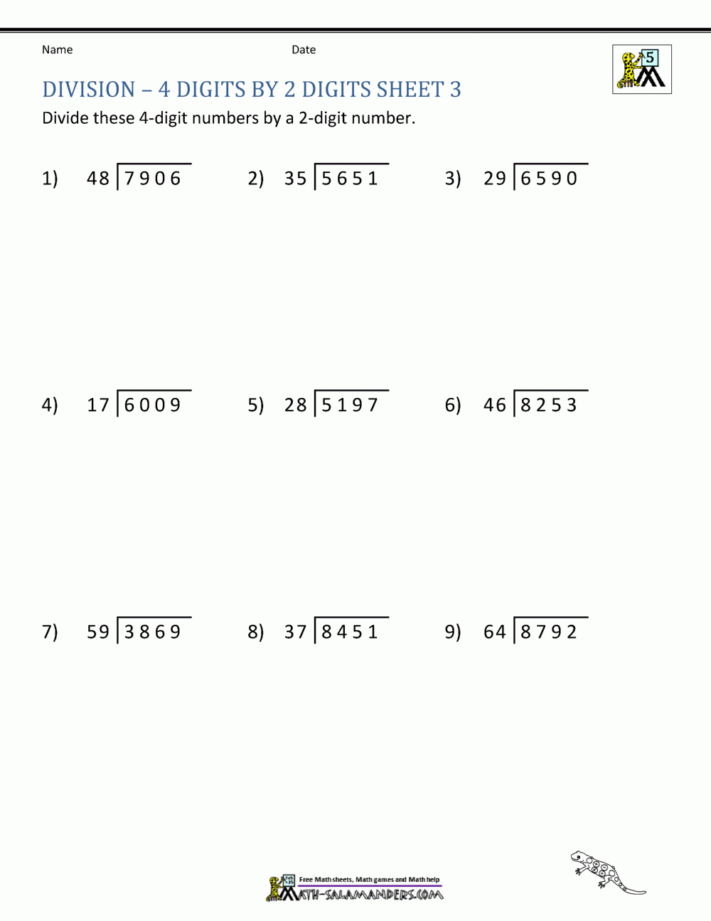 Division Worksheets Printable Free