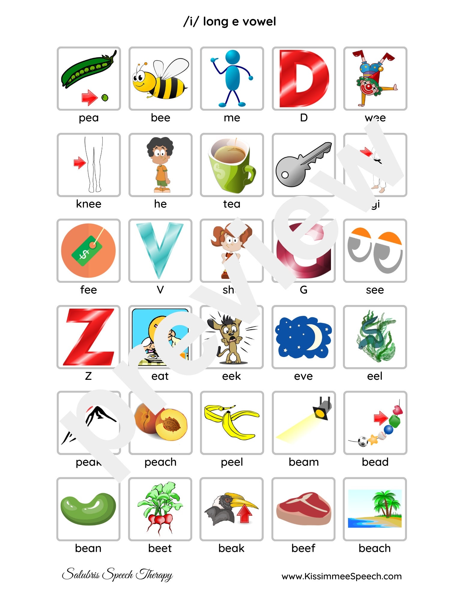 Long e Worksheets For Speech Therapy Practice 3 Pages Etsy New Zealand