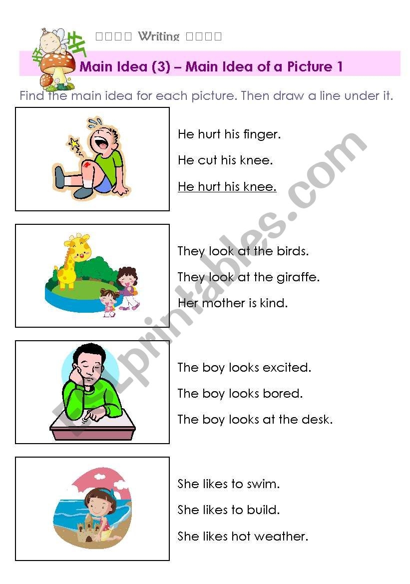 Main Idea Of A Picture ESL Worksheet By Nailkka