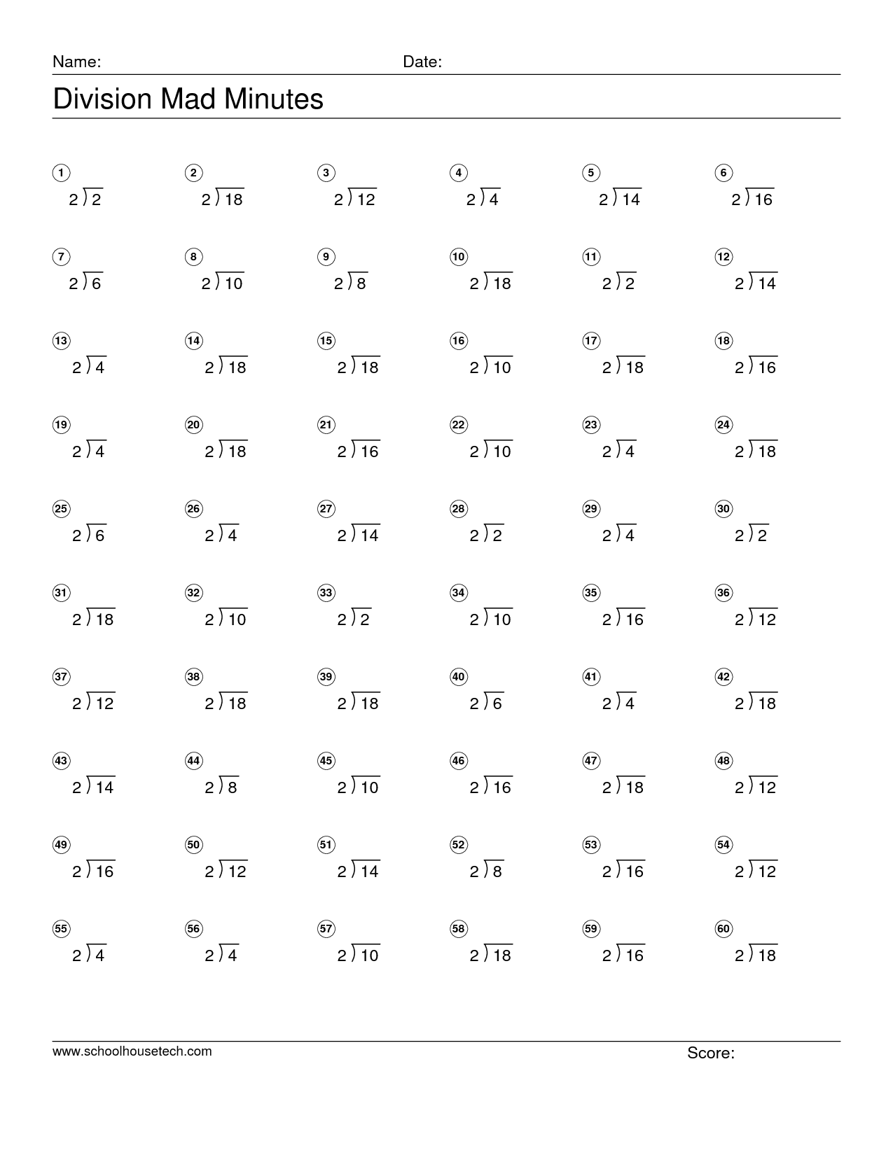 Math Minute Worksheets Mad Minutes Basic Facts Worksheets Library