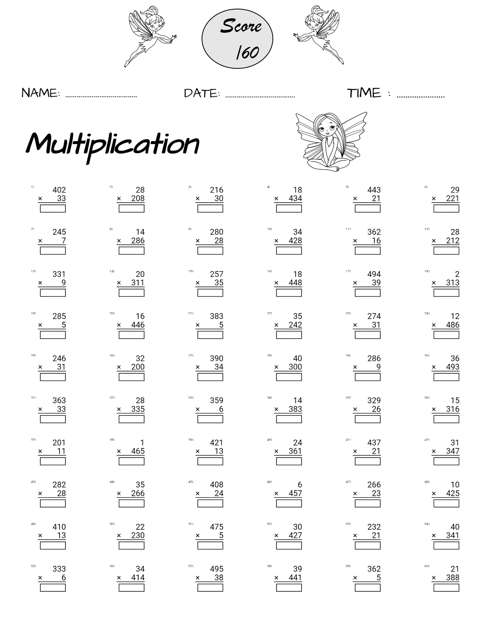 Math Multiplication And Division Worksheets Within 500 3rd Grade Math Facts Teaching Resources