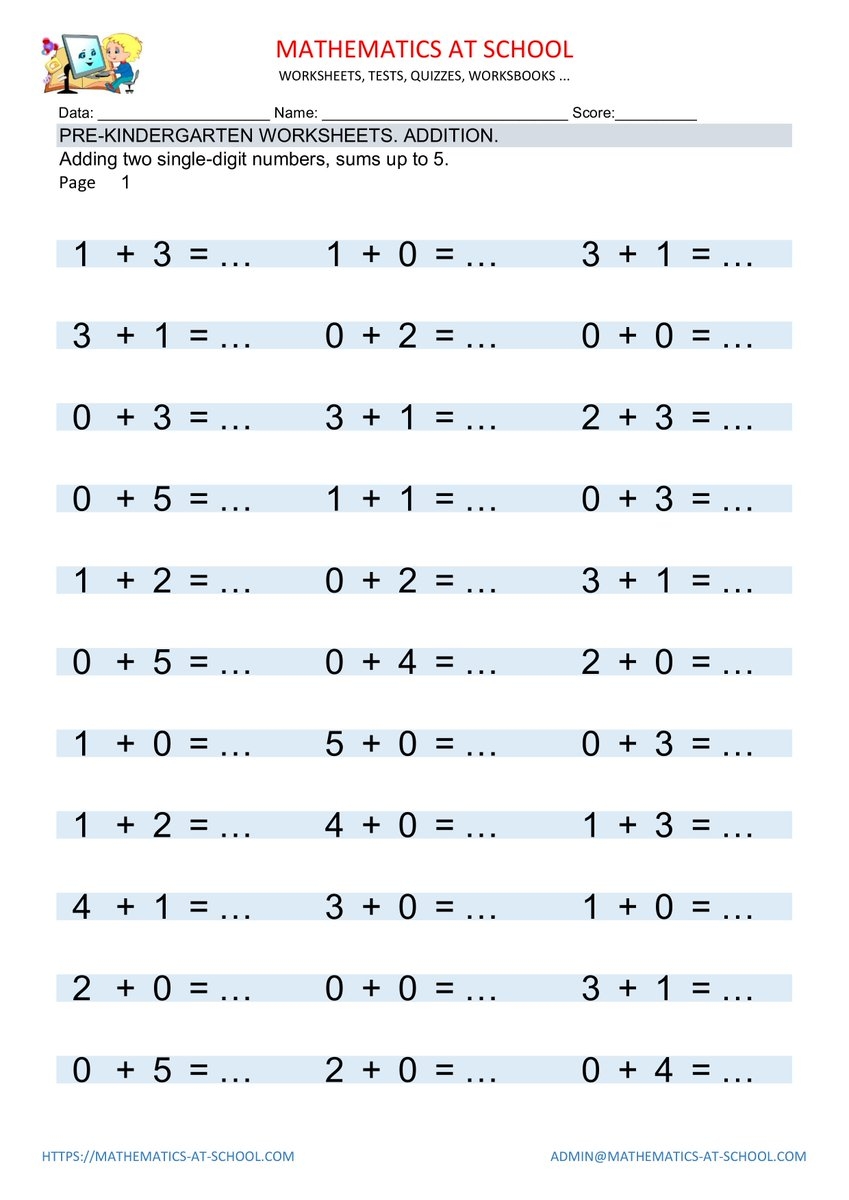 Kindergarten Math Worksheets Printable Pdf