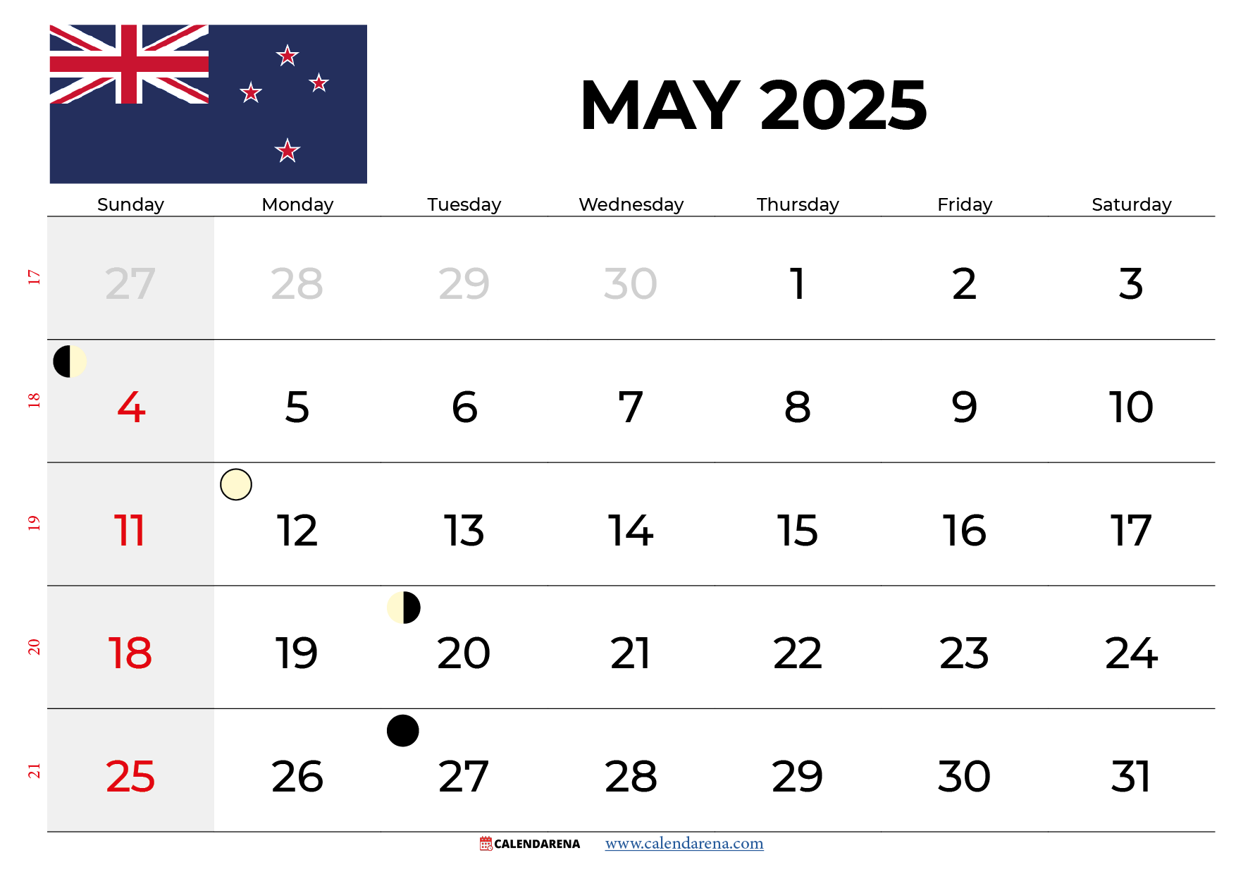 May 2025 Calendar NZ With Holidays