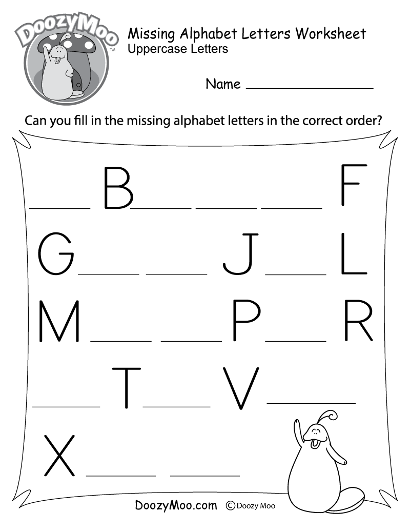 Missing Alphabet Letters Worksheet Free Printable Doozy Moo