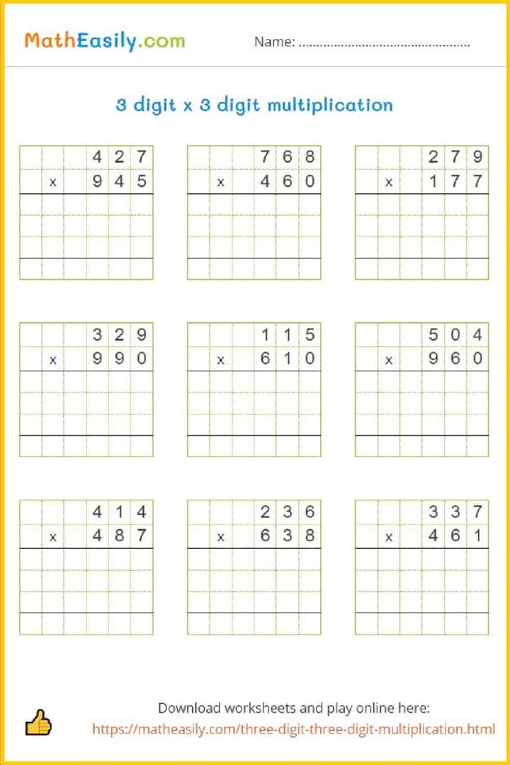 Multiplication Worksheets PDF Free Download